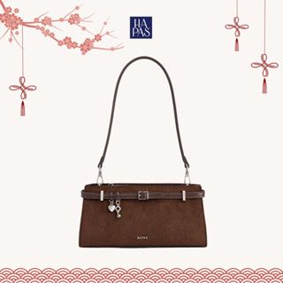   BST BROWNIE  Túi Đeo Vai Charm Đôi Da Lộn Lockie Size 26 - Túi Xách Nữ Da Lộn HAPAS 