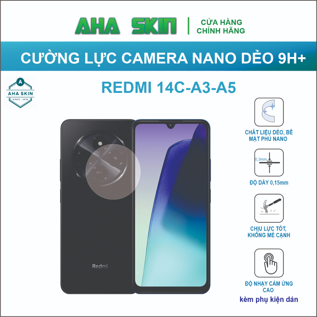 Cường lực camera cam Xiaomi Redmi 14c - Redmi A3- A5 chất liệu dẻo Nano không sứt mẻ