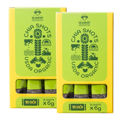 COMBO SIÊU TIẾT KIỆM - 2 Hộp chia shot Organic DK Harvest nhập khẩu (1 hộp 15 shot) 15x6g - tác dụng bổ sung khoán chất