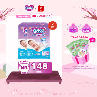   MUA 2 TẶNG 1  Combo 2 tã dán sơ sinh Bobby NB70  XS70  S80-Lõi nén cotton-soft 3mm -Tặng miếng ngẫu nhiên 