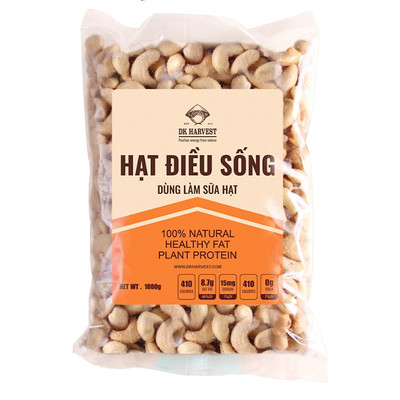 Nhân Hạt Điều Sống Nguyên Hạt DK Harvest 500g - Dùng Làm Sữa Hạt, Bơ, Salad | Tốt Cho Não Bộ, Tim Mạch, Đẹp Da