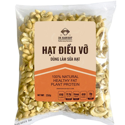 Hạt Điều Tách Vỏ Loại Vỡ DK Harvest - Túi 250g, 500g - Hạt dinh dưỡng tác dụng giảm cân, làm sữa, chế biến granola