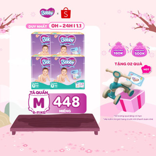   KOL  TẶNG MIẾNG NGẪU NHIÊN  Combo 4 gói tã quần Bobby Siêu Khô Thoáng - 100% Thoáng Khí Mega Jumbo  M112 L96 XL84 XXL76 