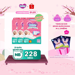   KOL  Bộ 3 Tã bỉm quần Mở Một Bên Bobby Đầu Tiên Trên Thế Giới NB70+6 S80 S-M62 