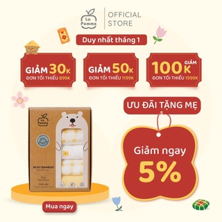  K001 Set 5 Khăn sữa sợi tre lụa La Pomme phối màu  30x30cm  - Nắng mùa xuân 