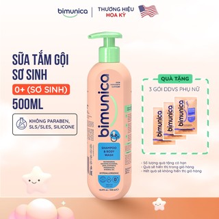  Sữa Tắm Gội 2in1 Dành Cho Bé Sơ Sinh và Trẻ Nhỏ Cao Cấp BIMUNICA Chai 500ml 