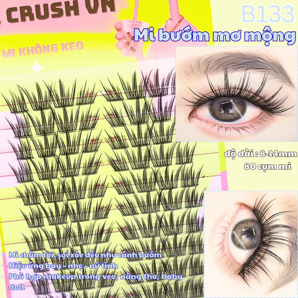 [B133] Mi Bướm Mộng Mơ Mi Gỉa Cụm 10 Hàng Độ Dài 10-13mm Mi Crush Vn Yanyou