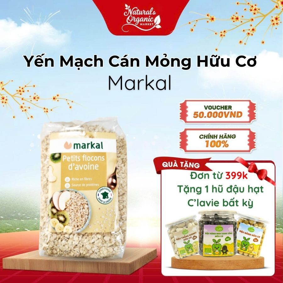 Yến Mạch Cán Mỏng Hữu Cơ Markal 500g Tốt Cho Tim Mạch, Ổn Định Đường Huyết - Natural Market