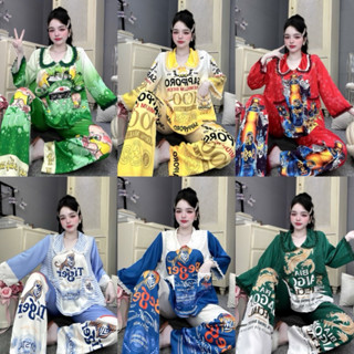  Đồ Bộ Tết 2026 Đồ Bộ Nữ Đồ Bộ Pijama Mặc Nhà Tay Loe In Hình B I A Ken  Chất Lụa Latin Mềm Mịn 