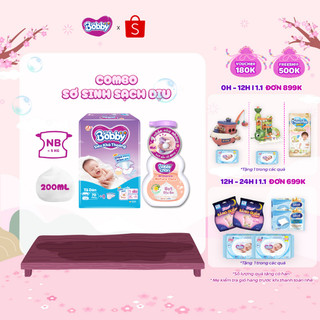  Combo sơ sinh sạch dịu: Tã dán sơ sinh Bobby NB70  XS70  & Bọt tắm gội em bé Nature Care - Soft Care 200ml 