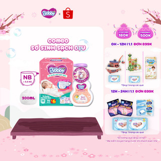  Combo sơ sinh sạch dịu: Tã quần mở một bên Bobby size NB70+6 S80 & Bọt tắm gội em bé Nature Care - Soft Care 200ml 
