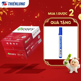  Combo 5  ream giấy in A4 80gsm Thiên Long IK Copy - Thùng giấy A4 500 tờ 80gsm tờ in đều màu 