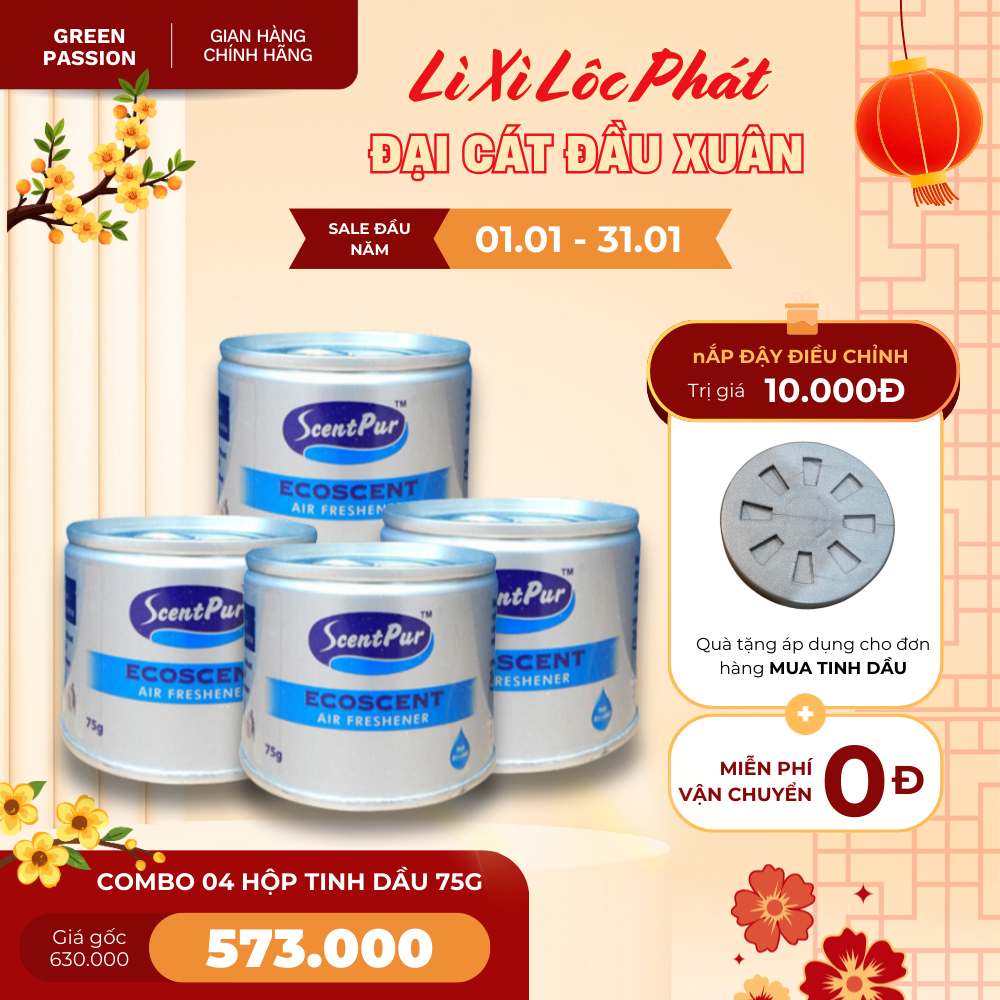 COMBO 04 Tinh dầu ScentPur 75g thơm lâu, thanh lọc không khí - Hương thơm như Khách sạn, Cinema CGV