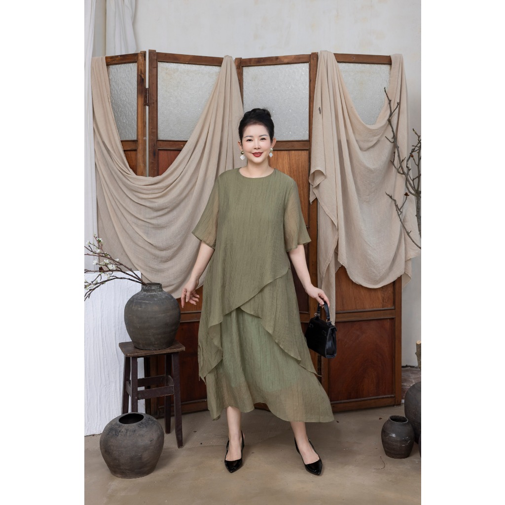 M Collection | Đầm Maxi Suông Trơn Vắt Chéo Hai Lớp Chất Tơ Xốp Lót Lụa Hàn Trắng - D12062 | BigBuy360 - bigbuy360.vn