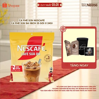  Cà phê sữa NESCAFÉ Cà phê sữa đá  Bịch 25 gói x 24g  