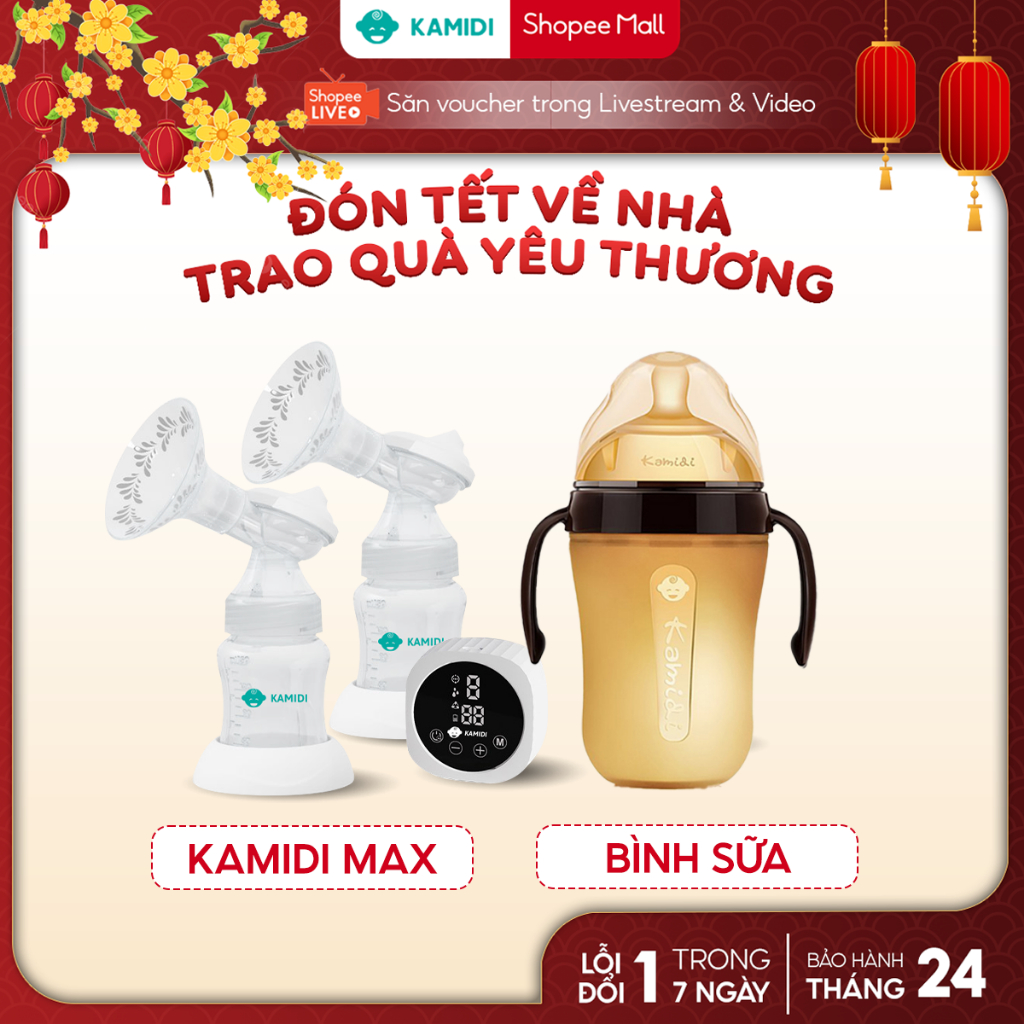 Combo Bình Sữa Kamidi Và Máy Hút Sữa Silicon Kamidi Max