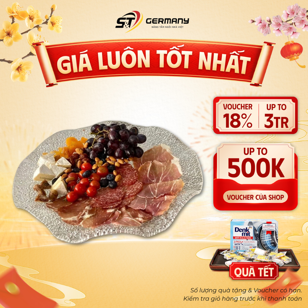 Đĩa Special Scalloped trắng nội địa Đức, đĩa pha lê cao cấp GermanySnT