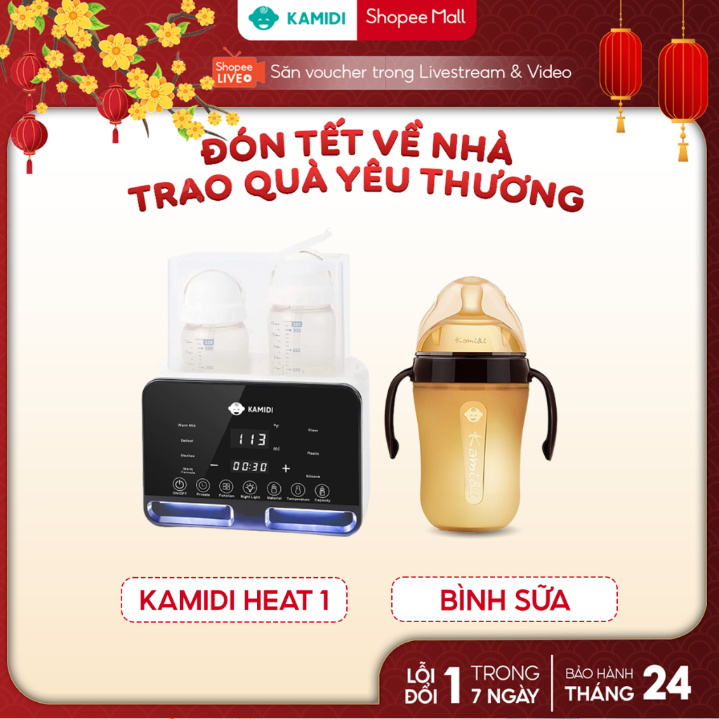 Combo Bình Sữa Kamidi Và máy Hâm Sữa Đa Năng Kamidi Heat 1