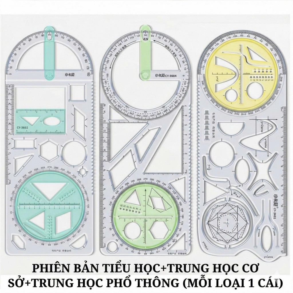 📐 Thước Vẽ Hình Học Đa Năng 360 Độ - Dụng Cụ Toán Học Vẽ Đồ Thị Cho Học Sinh 🎓