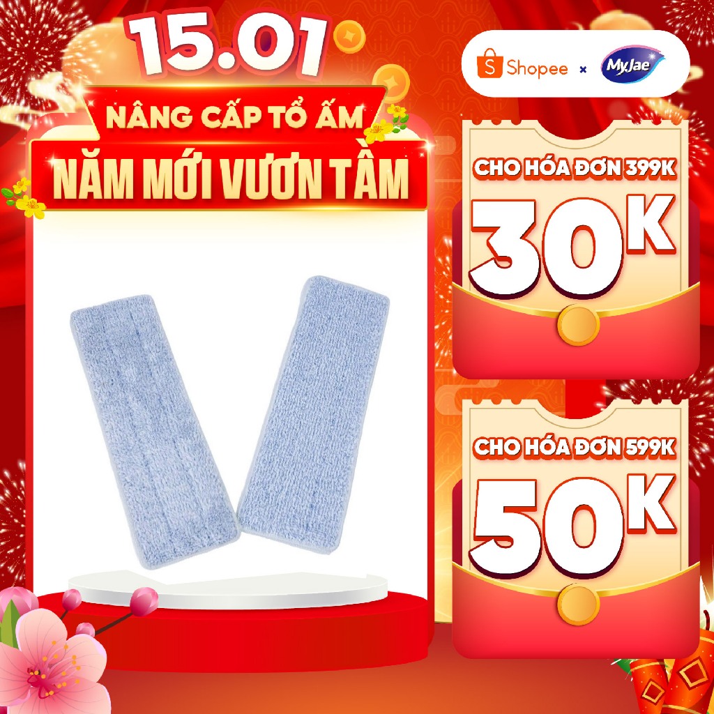 Bông Lau Thay Thế Cây Lau Nhà MyJae Đài Loan Sợi Polyester Kéo Vắt Thông Minh 360 Độ 125 cm