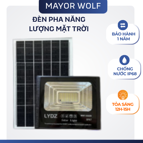 Đèn Pha Solar Năng Lượng Mặt Trời Mayor Wolf – Đèn LED Ngoài Trời IP68, Siêu Sáng