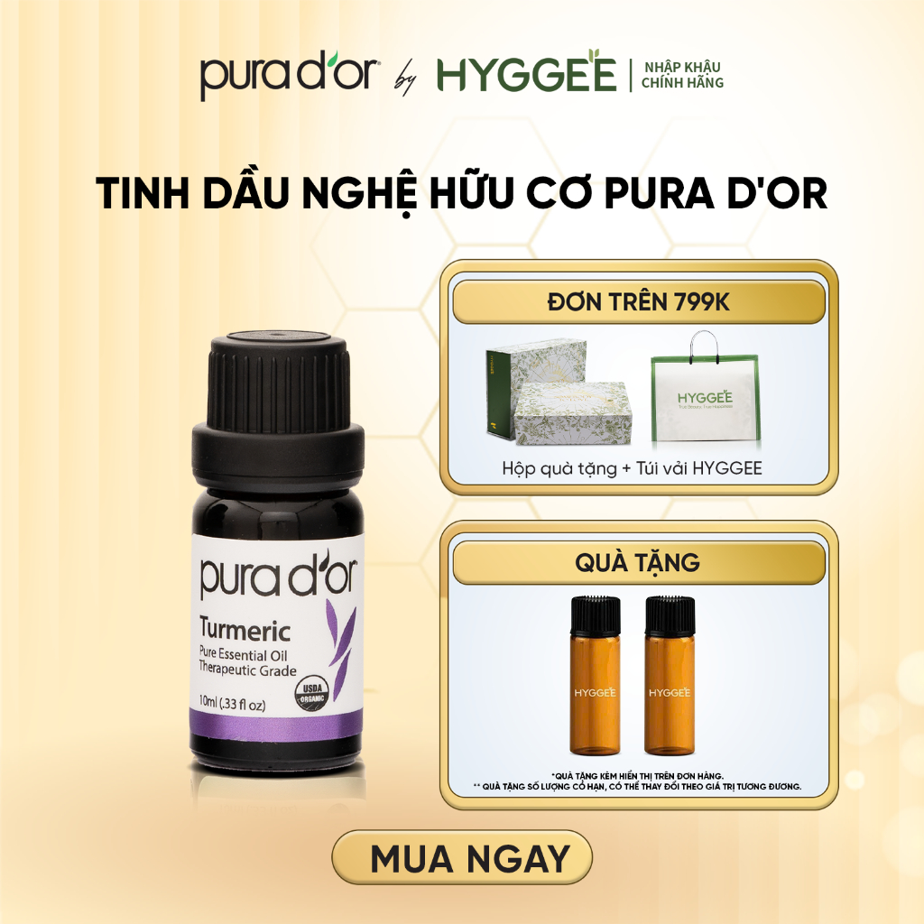 Tinh Dầu Nghệ Hữu Cơ Pura D'or Therapeutic  Grade Tumeric Essential Oil 10ml