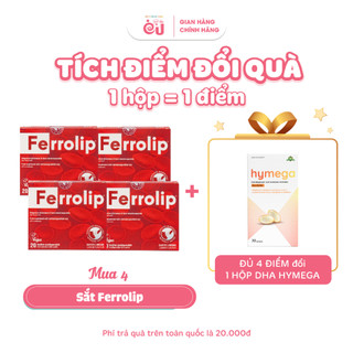  Combo 4h Sắt bột Ferrolip cho bà bầu mẹ sau sinh người thiếu máu - Đủ 4 điểm tặng 1h cùng loại  Quà không gửi kèm đơn  