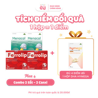  Combo 4 canxi sắt cho bà bầu & mẹ sau sinh Menacal + Ferrolip  Đủ 4 điểm tặng 1 hộp - Quà không gửi kèm đơn hàng  