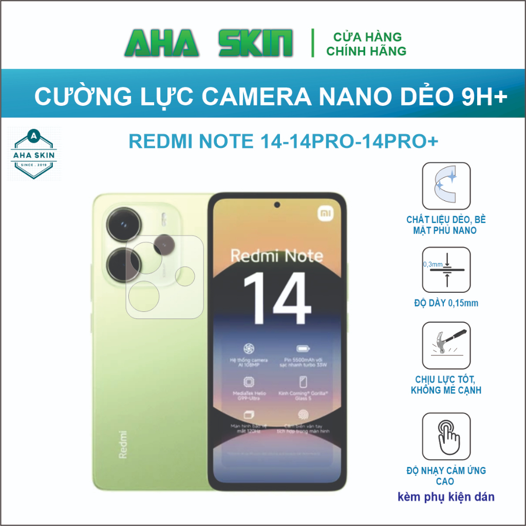 cường lực dẻo bảo vệ camera cam Xiaomi Redmi Note 14 - Note14 pro + Plus,cường lực dẻo 9h+