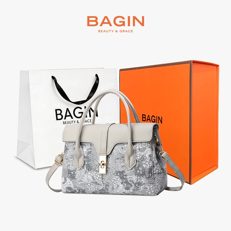 BAGIN Túi Xách Nữ Họa Tiết Thêu Tinh Tế Sang Trọng Kèm Dây Đeo Chéo