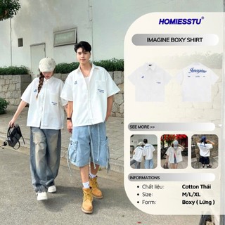  Áo Sơ Mi Trắng Cotton Form Boxy IMAGINE Thêu 3D Local Brand Unisex Nam Nữ - Homies Saigon 