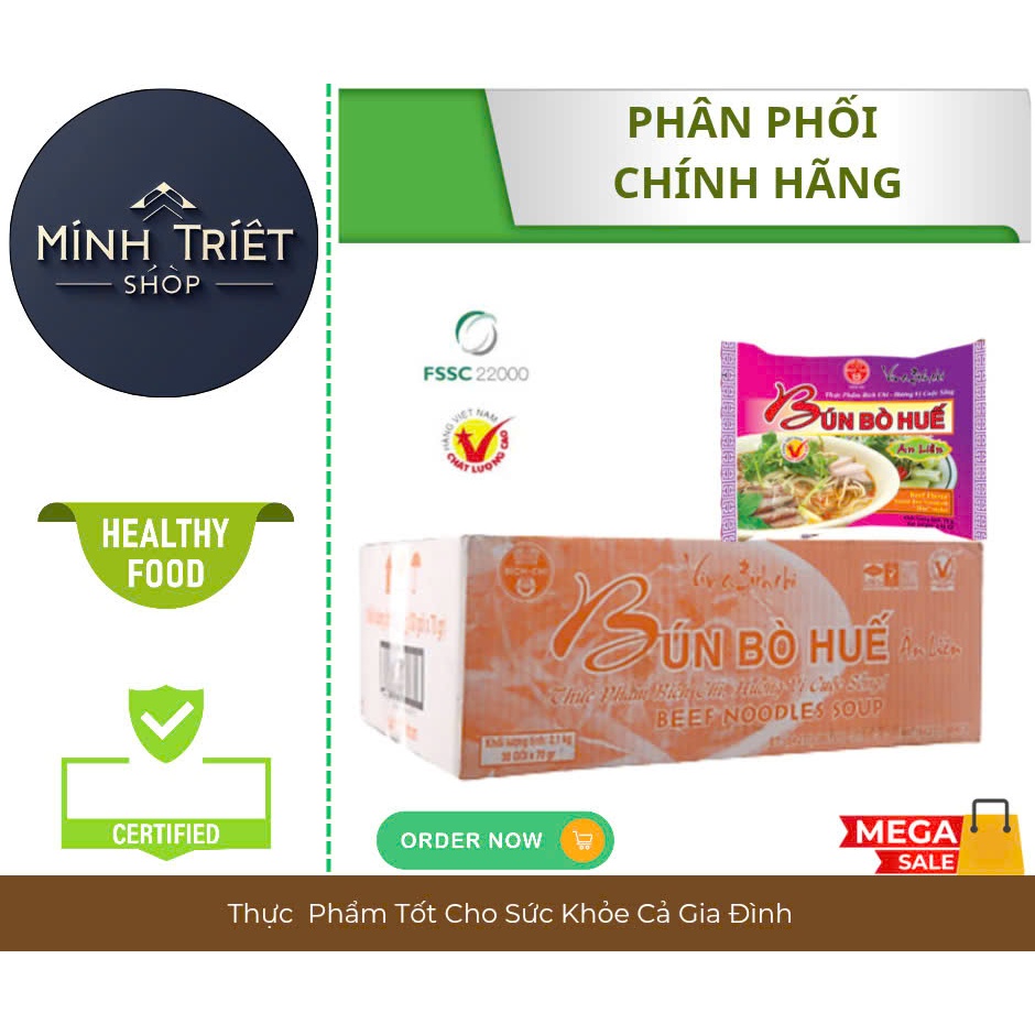 Bún BÒ HUẾ  Ăn Liền Bích Chi Gói 70g