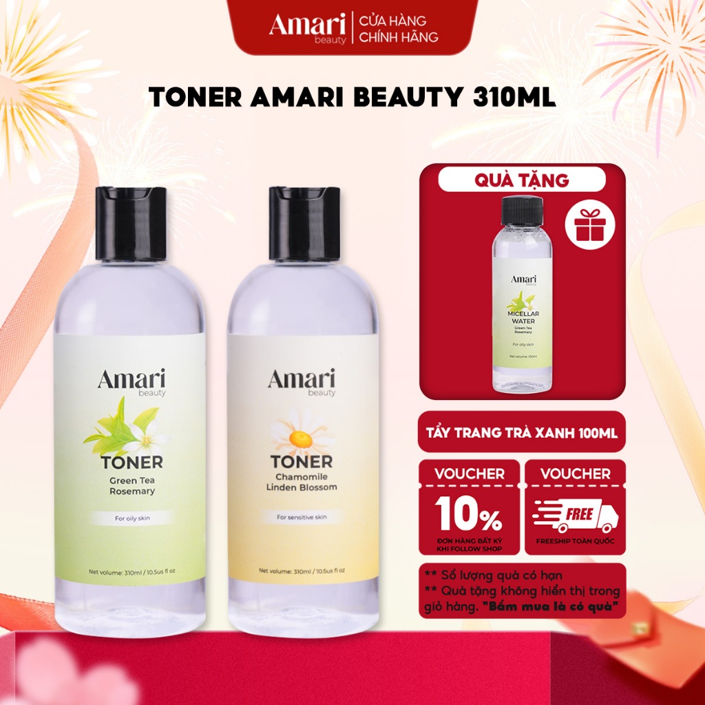 Nước Cân Bằng Toner BHA Amari Beauty Giúp Cấp Ẩm, Làm Mềm Da, Cân Bằng Độ pH - 310ml