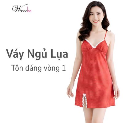 Đầm ngủ WANNABE váy ngủ lụa latin mịn màng chăm sóc làn da giấc ngủ thiết kế xẻ đùi gợi cảm DNS88
