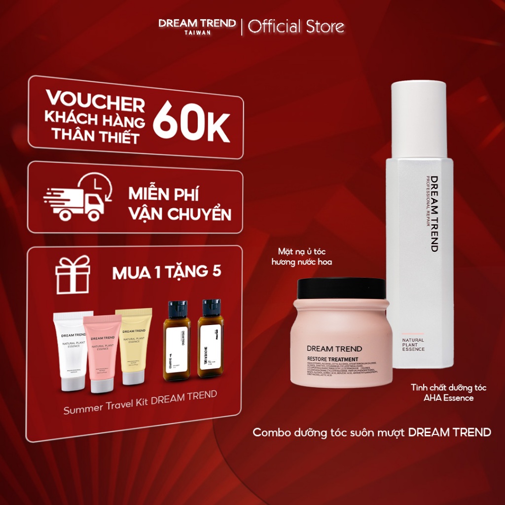 Combo Ủ Tóc Hương Nước Hoa DREAM TREND 250g + Tinh Chất Dưỡng Tóc AHA Essence DREAM TREND 120ml