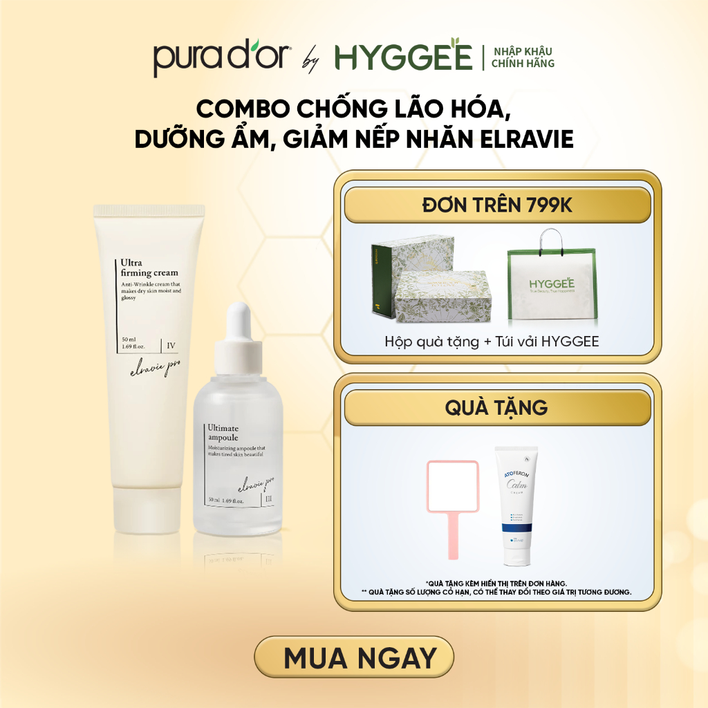 Bộ Đôi Elravie Pro Ultimate Ampoule 50ml & Ultra Firming Cream 50ml – Chống Lão Hóa, Dưỡng Ẩm