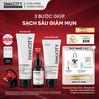  Combo chăm da dầu mụn cho nam Men Stay Simplicity Acne Relief Skincare Trio giảm mụn an toàn 