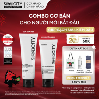  Combo chăm sóc da làm sạch bảo vệ toàn diện cho nam Men Stay Simplicity Starter Duo: Sữa rửa mặt x Kem dưỡng ẩm 