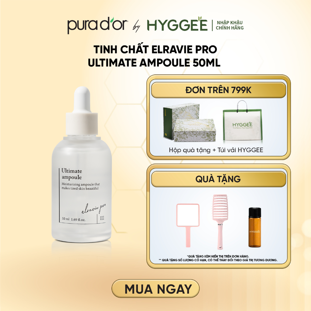 Tinh Chất Cấp Ẩm Hỗ Trợ Cải Thiện Nếp Nhăn Và Tăng Đàn Hồi Cho Da Elravie Pro Ultimate Ampoule 50ml