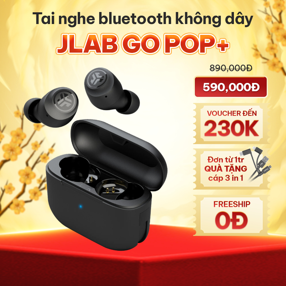 Tai nghe không dây True Wireless JLab Go Pop+ | Âm Thanh EQ3 | Thời Gian Phát 35+ Giờ