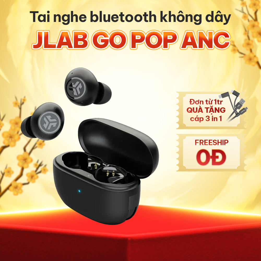 Tai nghe True Wireless JLab Go Pop ANC Chống Ồn Chủ Động | Kháng Nước IP55 | Thời Gian Phát 24+ Giờ 