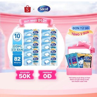   HANNAH x SILCOT  Bộ 10 hộp Bông trang điểm  bông tẩy trang  Silcot 82 miếng hộp 