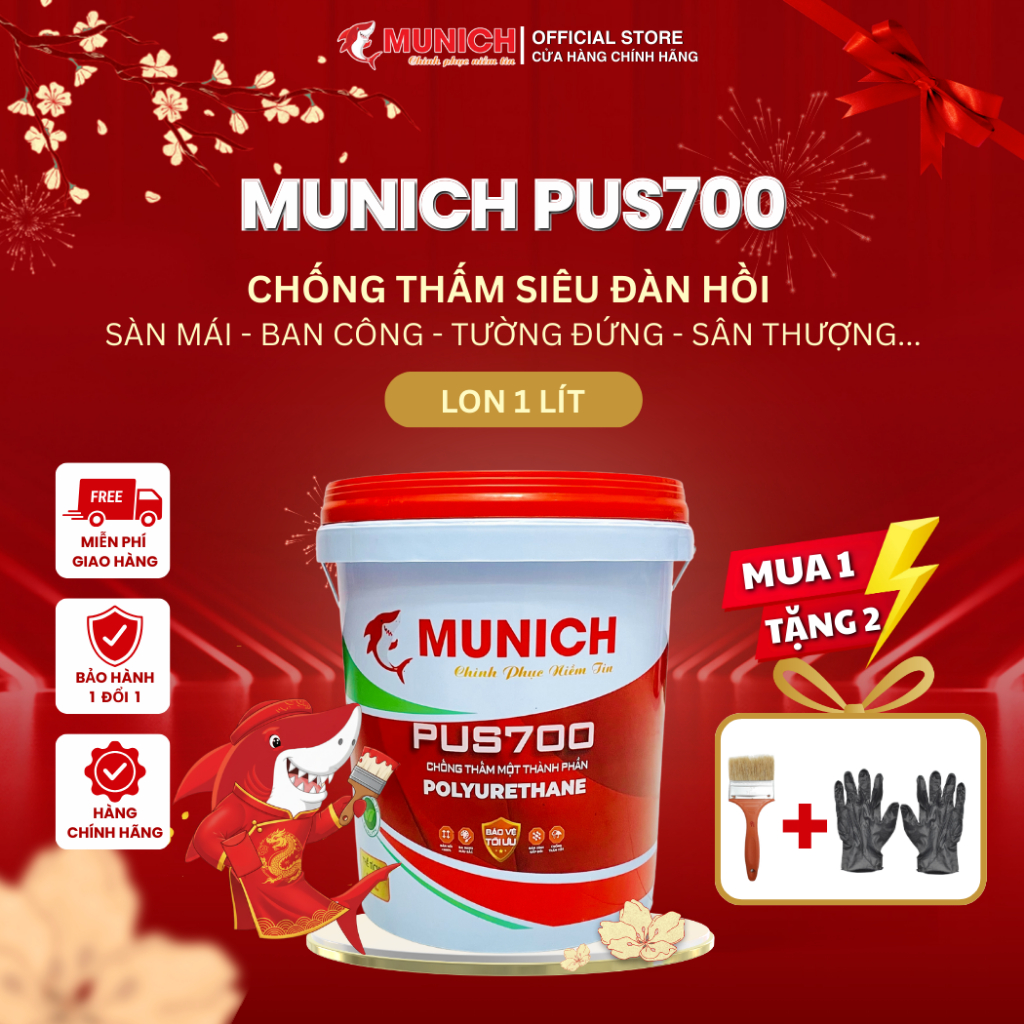 [Shop MaLL]  Sơn chống thấm sàn mái, sân thượng, tường đứng, ban công - Munich Polyuretnane PU S700