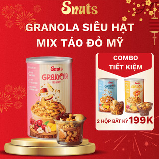  Granola Siêu Hạt Mix Táo Đỏ Sấy Dẻo SNUTS 300G Ngũ Cốc Dinh Dưỡng Ăn Vặt Healthy Hộp 
