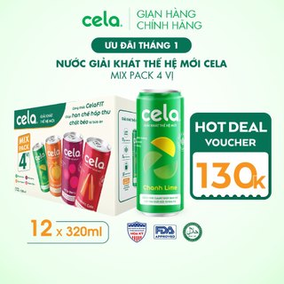  Thùng 12 lon nước giải khát thế hệ mới Cela mix 4 vị  320ml lon  - Ít đường giàu chất xơ & giảm hấp thu chất béo 