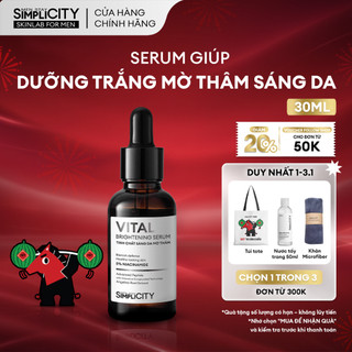  Serum giúp dưỡng trắng mờ thâm 30ml cho nam Men Stay Simplicity Vital Facial Skin Brightening Niacinamide 5% 