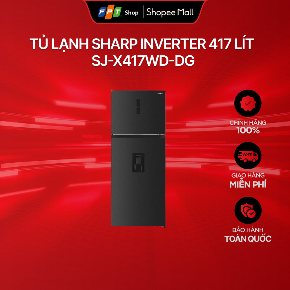 [Miễn phí giao - Không lắp đặt] Tủ lạnh Sharp Inverter 417 lít SJ-X417WD-DG