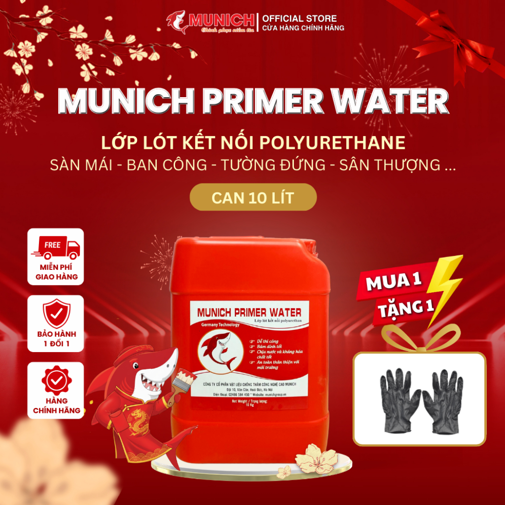 [Shop MaLL] Sơn lót Munich Primer Water - Kết nối tăng cường độ bền cho lớp phủ chống thấm