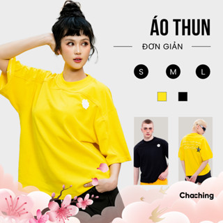  Áo thun Unisex Phối Patch Silicon Form Boxy ChaChing Áo Phông Nam Nữ In Hoạ Tiết Ngôi Sao Kết Hợp Chữ Thêu ChaChing 