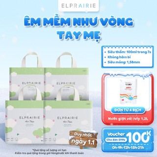  Combo 4 Tã Bỉm Dán ELPRAIRIE Air Thin Thấm Hút Nhanh Mềm Mỏng Nhẹ Size S34 M30 L26 Cho Bé Từ Sơ Sinh 